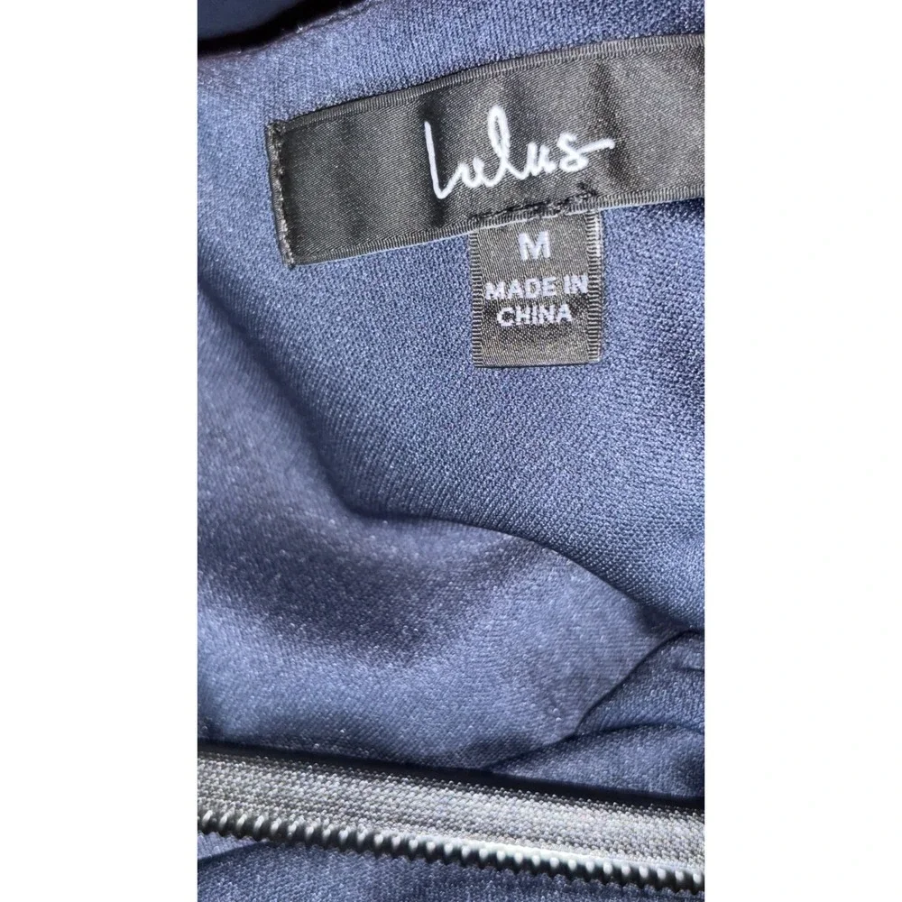 Lulus Thoughts of Hue Surplice Maxi Dress Womens Medium Navy Blue Fully Lined